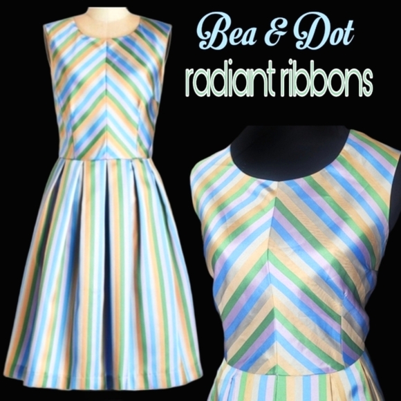 Modcloth Dresses & Skirts - Modcloth Bea & Dot radiant ribbons chevron striped pastel fit n flare dress